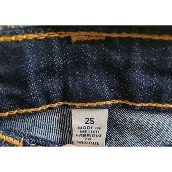 True Religion Straight Jeans -Red Orange Stitch-Lonestar Dark -Size 25- NWT $189 - Picture 6 of 13